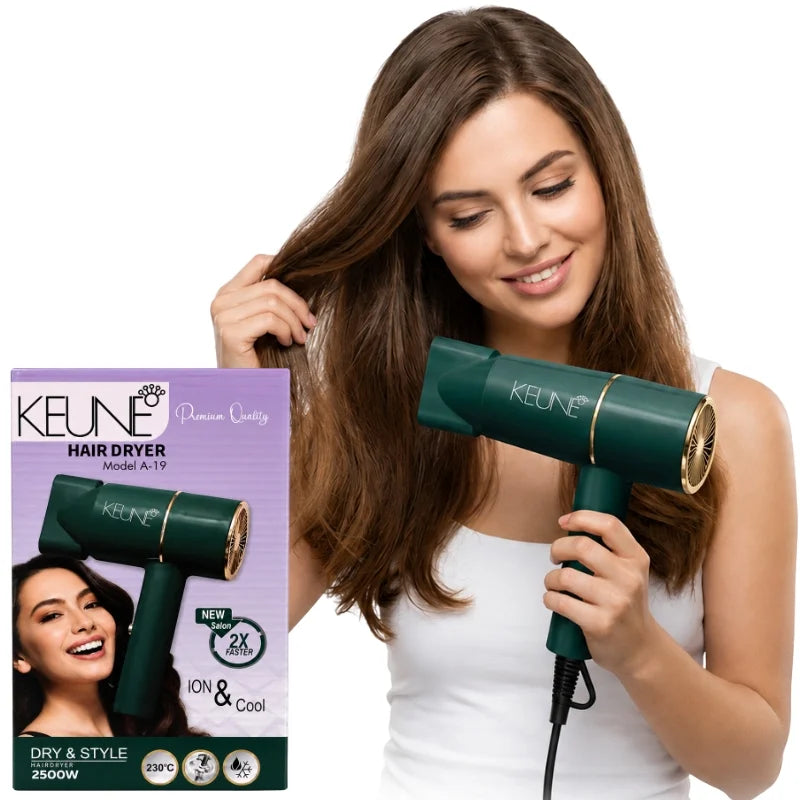 KEUNE A-19 Hair Dryer | 2500W Professional Salon Hair Dryer | 2X Faster Drying | Hot & Cold Air | Ionic Hair Care