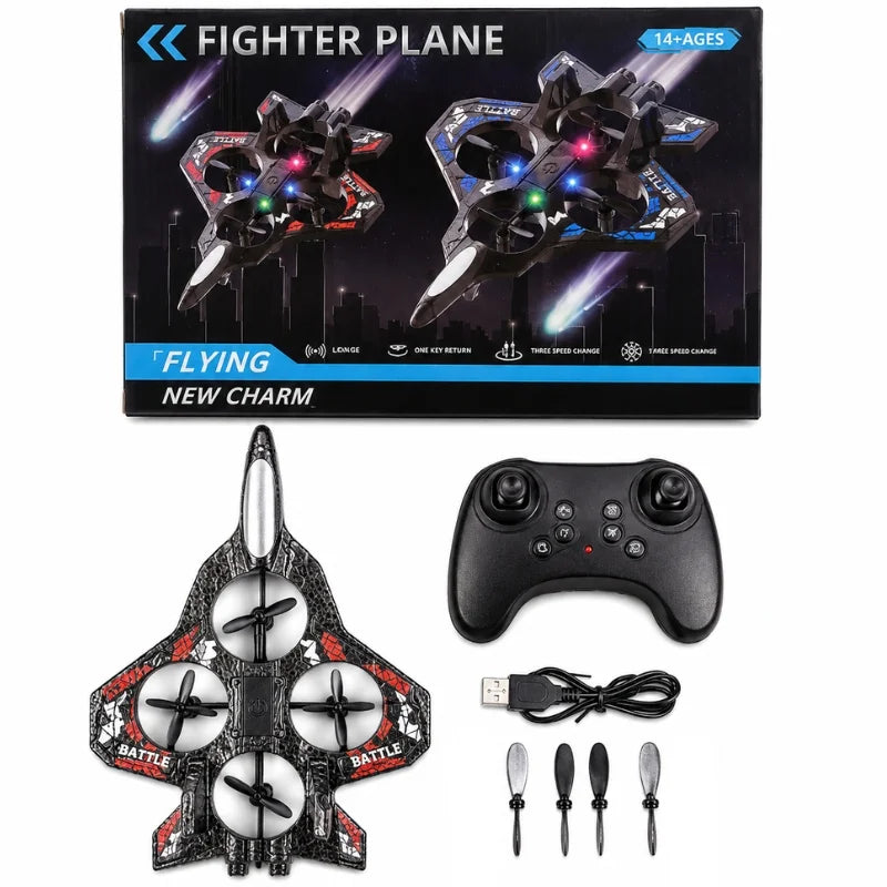 Premium RC Fighter Plane 2.4 GHz | Remote Control Foam Airplane Toy with Lights & 3D Stunt Glider