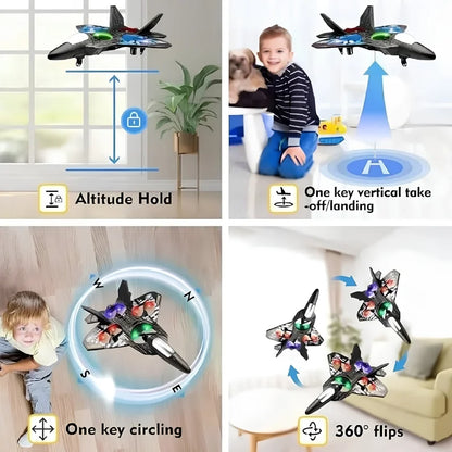 Premium RC Fighter Plane 2.4 GHz | Remote Control Foam Airplane Toy with Lights & 3D Stunt Glider