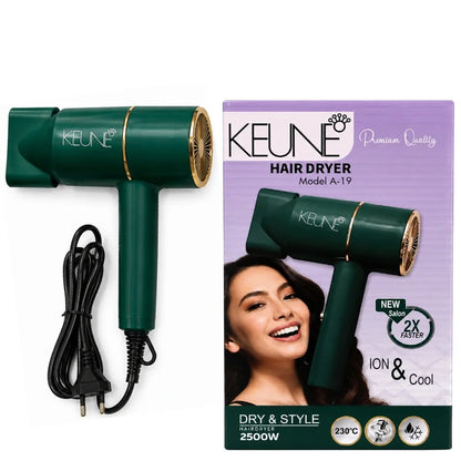 KEUNE A-19 Hair Dryer | 2500W Professional Salon Hair Dryer | 2X Faster Drying | Hot & Cold Air | Ionic Hair Care
