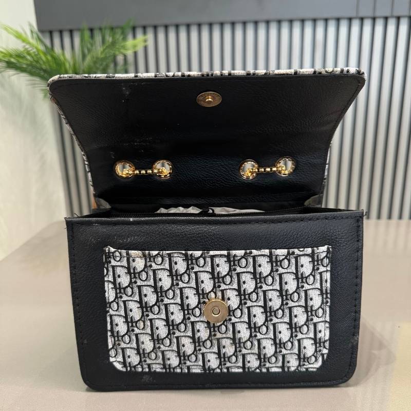 Black | Dior Oblique Canvas & Leather Flap Clutch | Luxury Designer Handbag for Women