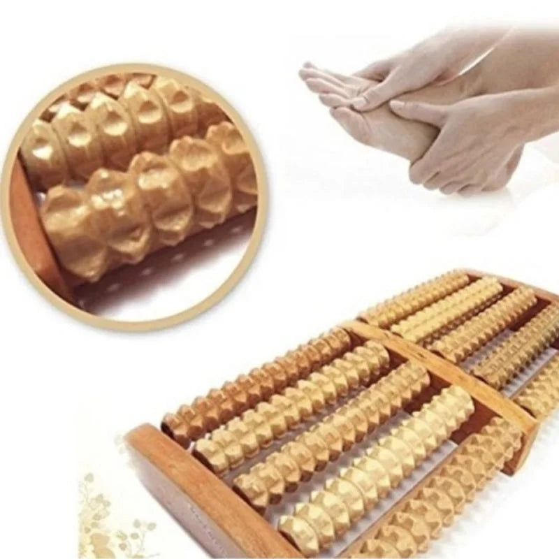 Wooden Foot Roller Massager |  Manual Reflexology Therapy Tool for Pain Relief, Stress Relaxation & Foot Care