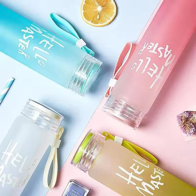 Pink Frosted Glass Water Bottle  |  Leak-Proof Insulated Bottle with Hello Master Decal Logo | 400ml