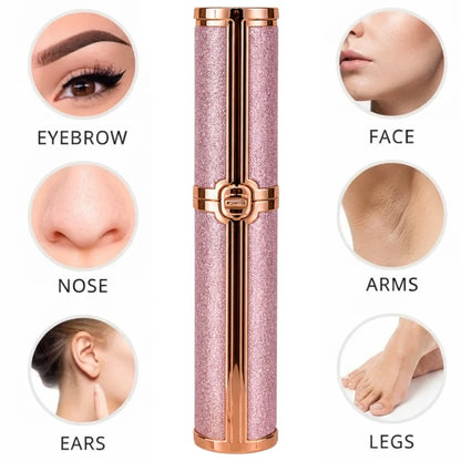 2-in-1 Flawless Facial Hair Remover & Eyebrow Trimmer | USB Rechargeable, Painless & Portable | Pink  Color