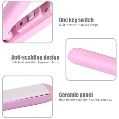 Mini Portable Ceramic Hair Straightener & Curler | Frizz-Free Smooth Hair | Random Color