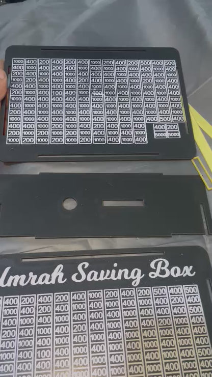 Premium Wooden Umrah Saving Box – 210,000 Rupees Goal Money Saving Box | Islamic Umrah Fund Box | Reusable Wooden Savings Challenge Box