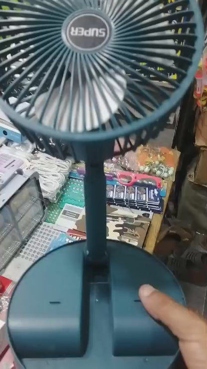 Portable Rechargeable Foldable Table Fan 2400mAh USB Charging | 3 Speed Silent Desktop Fan | Adjustable Mini Fan for Home, Office & Travel