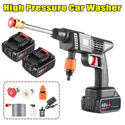 Double Battery Automatic Cordless Car Wash Spray Gun 48VF | Wireless High Pressure Foam Jet Washer | Portable Pressure Washer for Car, Bike & Home