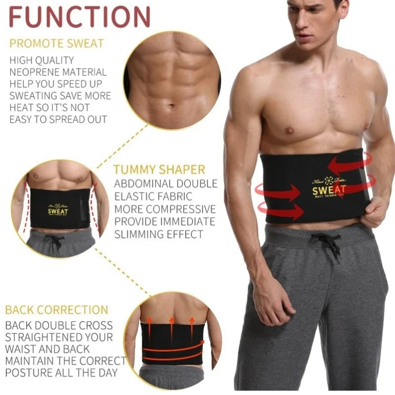 Waist Trimmer Belt for Men & Women | Adjustable Sweat Belt for Workout & Gym | Tummy Support & Body Shaper | Free Size | Pack of 1