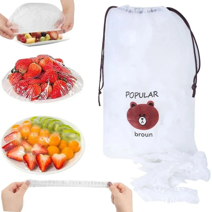 Disposable & Reusable Elastic Food Covers | Transparent Bowl & Plate Covers | Stretchable Dustproof Food Storage Covers | Kitchen Freshness Protector | 100Pcs