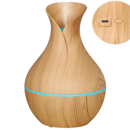 Vase-Shaped LED Humidifier | Model  JSQ07 | USB Wood Grain Ultrasonic Cold Mist Humidifier | Aromatherapy Air Freshener | 200 ml