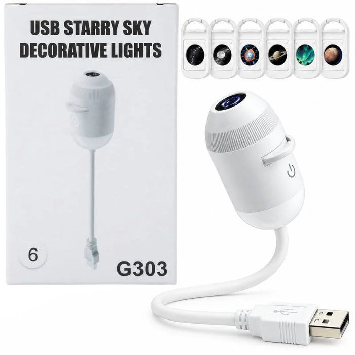2-in-1 USB Galaxy Star Projector Night Light | 6 Projection Lenses | Adjustable Brightness Starry Sky & Night Lamp